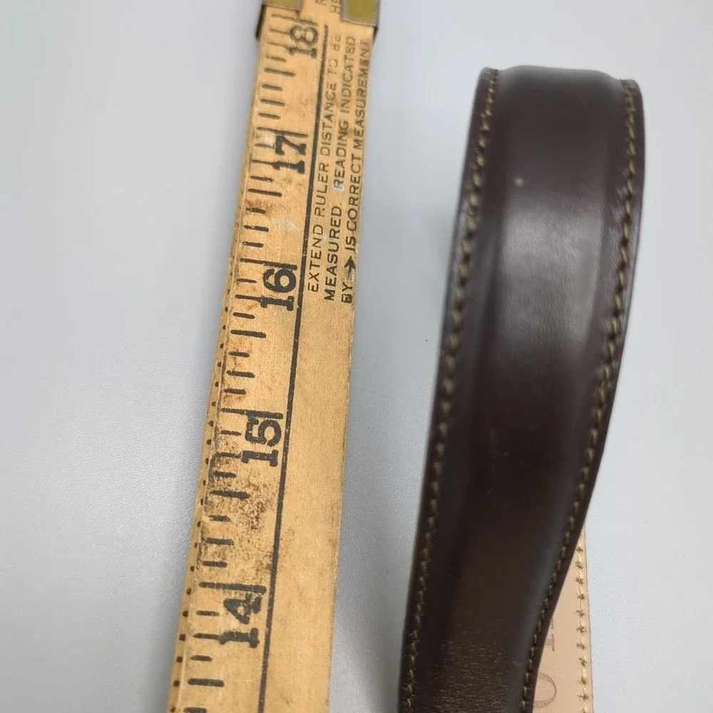 VTG Ann Taylor Dark Brown Leather Belt With Silver Cone Buckle Slim Italy Small‎